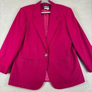 Vtg Sag Harbor Blazer Womens 14 100% Wool Barbie Pink Academia Legally Blonde
